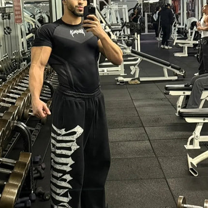 New Men Gym T-shirt High elasticity bodybuilding fitness quick dry short sleeve men's sports Casual tops trend running T-shirt