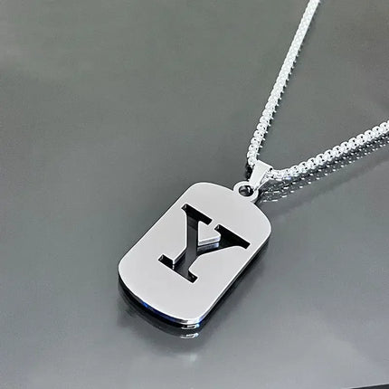 Fashion Punk A-Z Initial Tag Letter Stainless Steel Pendant Necklaces for Men Women Wholesale Jewelry Lot Collar Jewelry Goth