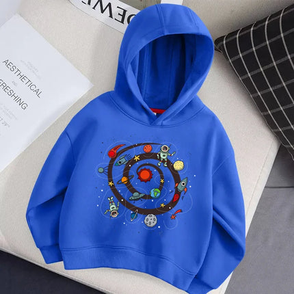 Aimi Lakana Childrens Winter Jogging Sweater Boys Leisure Hoodie Solar System Design Coat Long Sleeve Clothes