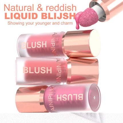 Matte Liquid Blush Waterproof High Pigmented Smooth Non-Sticky Peach Pink Coral Daily Makeup Multi-use Blushing Glow Christmas
