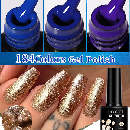 LILYCUTE 7ML Glitter Gel Nail Polish Sparkling Semi Permanent UV Gel Colorful Shinning Gel Varnish Nail Art Soak Off UV LED Gel