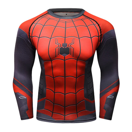 Gym Compression Shirts for Men Long Sleeve Comics Spider Cosplay T-Shirt Marvel Top Elastic Fitness Sportwear Halloween Clothes