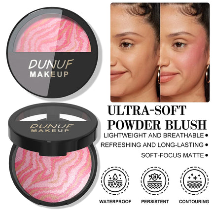 3 Color Blush Palette Waterproof Lightweight Breathable Long Lasting Smooth Baked Powder Blusher Correcting Foundation 60g
