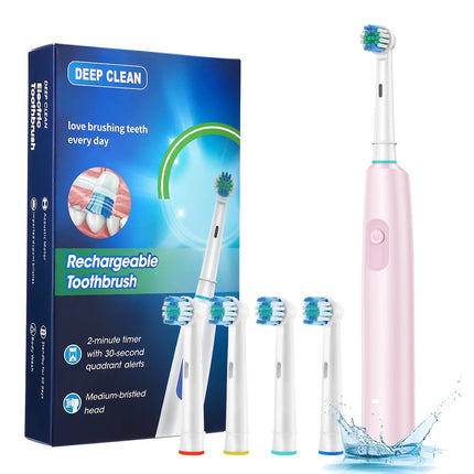 Sonic Electric Toothbrush Rechargeable Rotary Adult Waterproof with Timer 5 Modes & 4 Replaceable Brush Heads for Teeth Cleaning