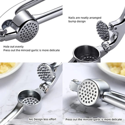 LMETJMA Premium Garlic Press Stainless Steel Garlic Mincer Garlic Crusher Easy to Squeeze and Clean Kitchen Tools JT202