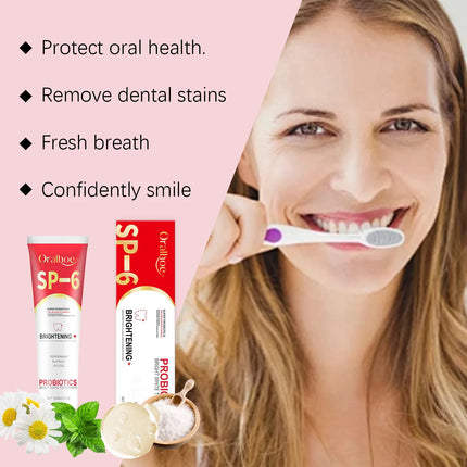 Sp-6 Probiotic Toothpaste Whiten Clean Teeth Remove Stains Oral Care Management Fresh Breath Dental Brightening Toothpaste 120g