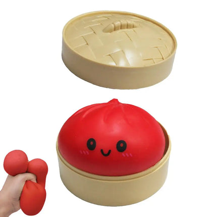 Stress Relief Squeeze Toy-Simulated Dumpling&Baozi,Reusable Low Rebound Sensory Dough Ball For Relieve Anxiety&Release Emotions