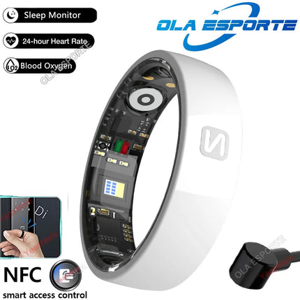 Smart Ring NFC Ring Health Fitness Tracker Ceramic Health Ring 2025 Sleep Tracking Heart Rate Blood Pressure with Charging Case