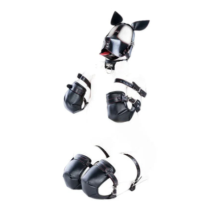 Adult Toys BDSM Set with Unisex Collar Crawling Knees Elbow Handcuffs for Puppy Role Play Hooded Costume Couple Sex Games Adult