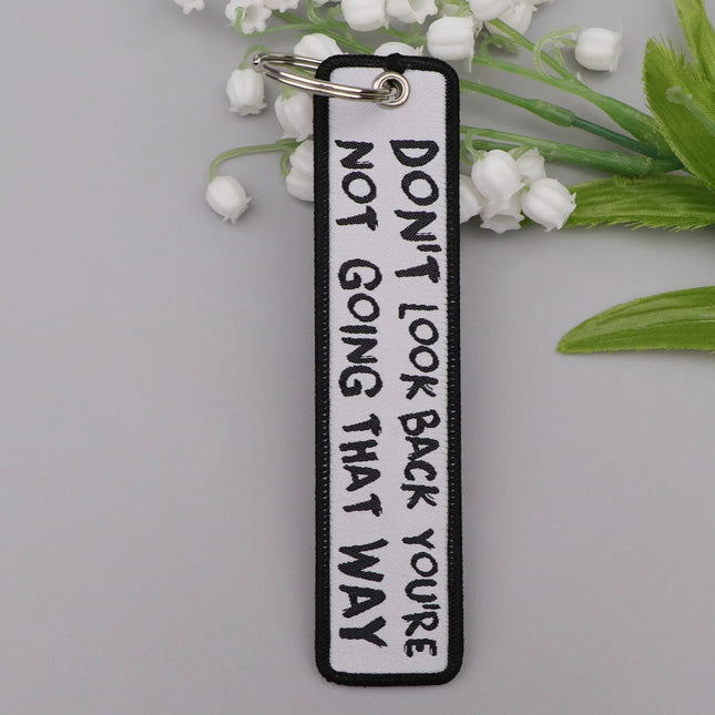 1pcs “BRAAAAP!” Funny Quotation Embroidered Keys Tag Keychains For Motorcycles Backpack Fashion Key Ring Accessories Gifts