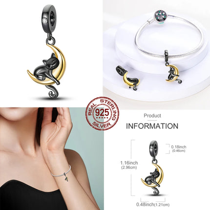 Charms 925 Sterling Silver Cute Cat Collection Charms Beads Paw Print Pendant Beads Fit Original DIY Bracelet Gift Women Jewelry