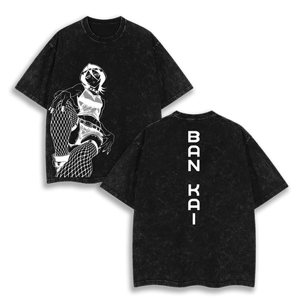 Washed Oversized Bleach Anime Graphic T Shirt Women Men Ichigo Kurosaki Bankai Hollow Bleach T-Shirt Female Male Clothing Tees