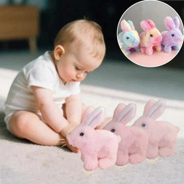 Cute Electric Rabbit Interactive Plush Toys Carrot Bunny Walking Wagging Ears Wagging Tail Stuffed Doll Pe