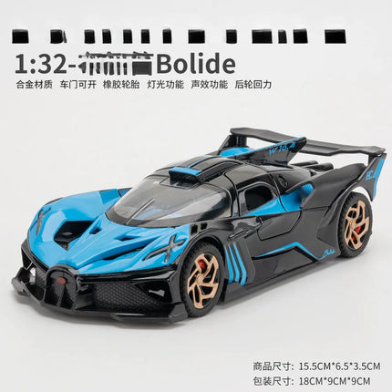 1:32 Bolide Miniature GT Die Casting Model Car Metal Alloy Sound & Light Pull Back Toy Car Birthday Gift