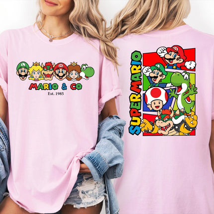 2026 New Super Mario graphic unisex cotton shirt, There are children size, Mario movie summer Men's fashion Harajuku Tshirt