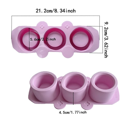Silicone Mold for Succulent Plant Pots, DIY Craft Candlestick Mini Plant Mould, 3-Cavity Round Pot Silicone Mold for Clay Crafts