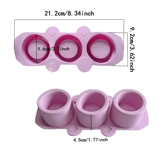Silicone Mold for Succulent Plant Pots, DIY Craft Candlestick Mini Plant Mould, 3-Cavity Round Pot Silicone Mold for Clay Crafts