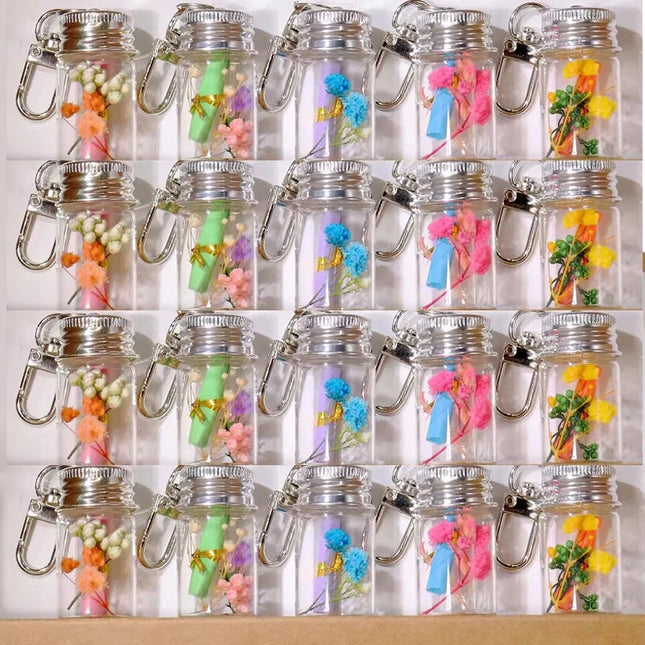 1-10Pcs Glass Wish Keychain Bottle for DIY Decoration Craft Couple Keychain Keyrings Funny Pendant Lanyard Keycord Jewelry Gift