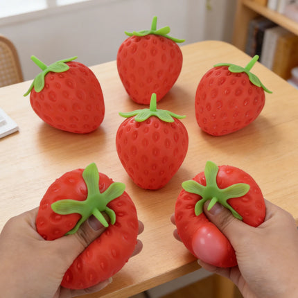 2026 Strawberry Squishies Toys Fruit Sensory Balls Simulation Strawberry Fruit Squeeze Toys for Kids Adults Autism Birthday Gift