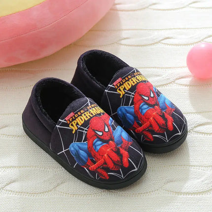 Cartoon Printed Spider-man Cotton Slippers For Children's Shoes Fashion New Style Warmth Autumn Winter Indoor Kids Boys Slippe