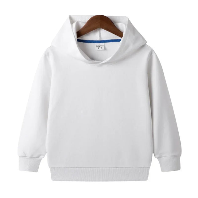 100% Cotton Boys Sweatshirts 2025 Spring Fall New Solid Color Girls Hooded Sweatshirt Children Blank Tops Name Custom Hoodies