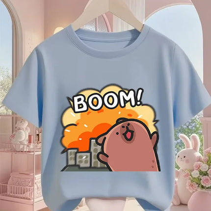 Kids Capybara Cute Kawaii T Shirt Summer Boys Girls Cartoon Crew Neck Fashion Street Casual Clothing 3 14Y