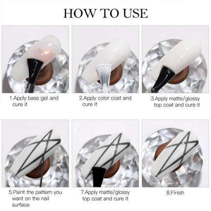 1/2pcs Nail Liner Gel Polish Kit Black White Gold Silver DIY Nail Supplies French Nails Design UV/LED Drawing Painting Gel Glue