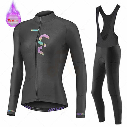 Liv Women Winter Bicicleta Set Outdoor Thermal Fleece Cycling Clothing Road Bike Shirt MTB Jersey Bicycle Uniform Roupa Ciclismo