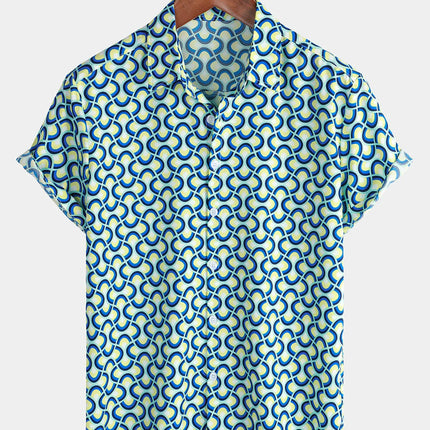 Mens Striped Casual Holiday Short Sleeve Orange Summer Button Down Shirt Hawaiian Shirt Summer Spring Lapel Button Down
