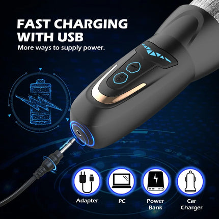 Automatic Male Masturbator Telescopic Rotation Vibrating Man Masturbation Cup Simulation Blowjob Piston Adult Sex Toy for Men
