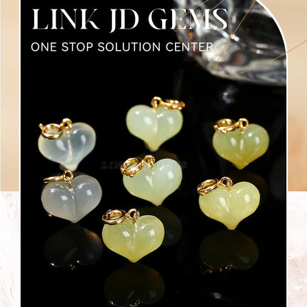 1 Pc Natural Stone Light Green Jade Heart Shape Bead Random Color Pendant For Jewelry Making Diy Necklace Bracelet Accessory