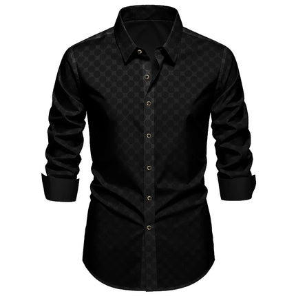 FGKKS Men Black Shirt Brand New Luxury Elegant Fashion Long Sleeve Smart Casual Western Elastic Male Business Dress Shirts