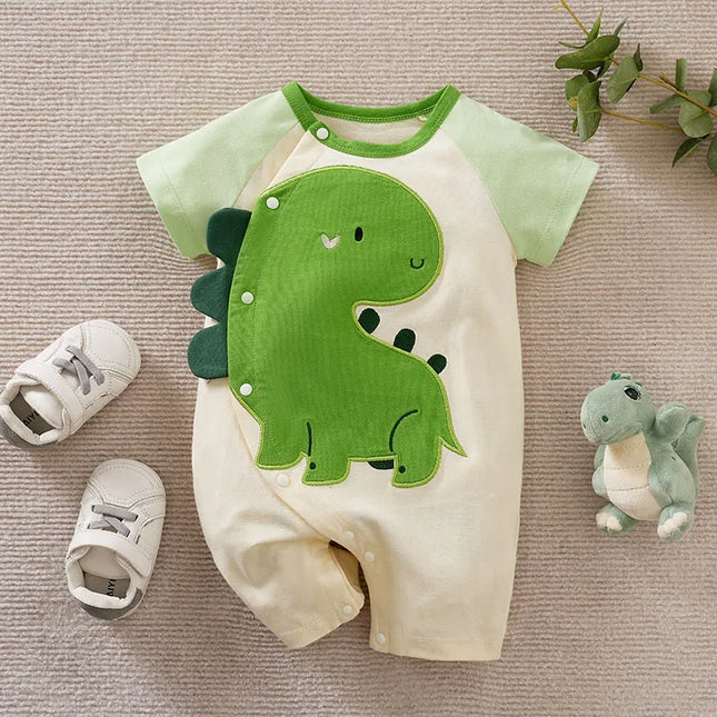 Cute cartoon animal-shaped cotton baby clothing for summer, 0-2 years old, baby one-piece short sleeve newborn romper