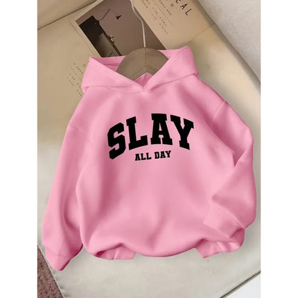 Autumn Alphabet Lettering Print Children's Hoodies Fashion Casual Kids Long Sleeve Pullover Winter Boys Girls Hooded Sweatshirt