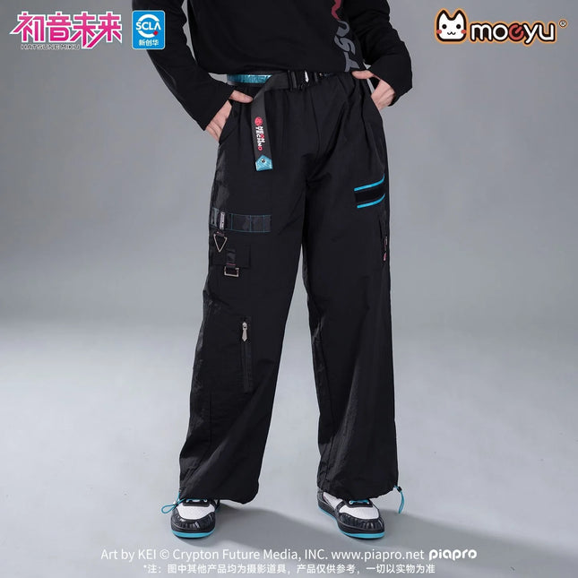 Moeyu Hatsune Miku Cosplay Men's Trousers Cargo Pants Anime Vocaloid Women Man Clothes Work Trousers Casual Costume