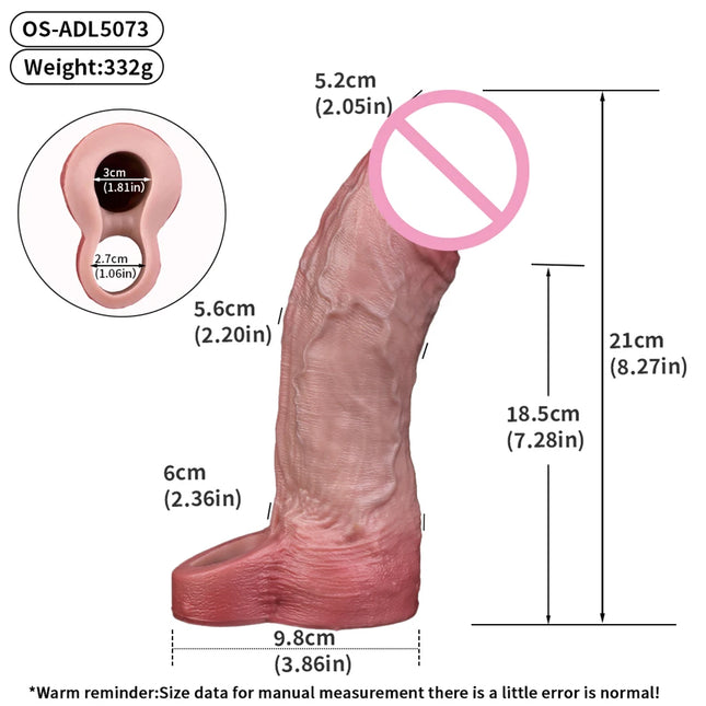 ORALSX Silicone Realistic Penis Sleeve Delay Ejaculation Sex Toys For Men Penis Enlarger Thicken Dildo Reusable Condom Cock Ring