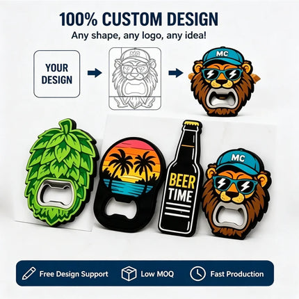 Custom PVC Bottle Opener Custom Logo Soft Rubber Beer Opener Personalized Promotional Gift Bar Tool Keychain Souvenir