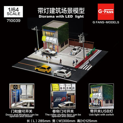 GFans 1/64 Scale Car Garage Miniatures Model Car Parking Lot Diecast Scene Display Vehicle Scene Toy Background Collection