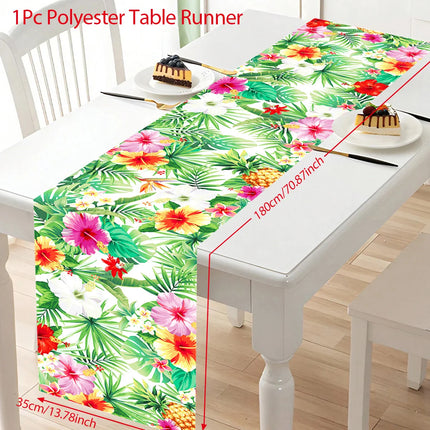 Hawaiian Garland Table Runner Hawaii Luau Tropical Party Decor Kids Favors Tableware ALOHA Summer Beach Birthday Party Supplies