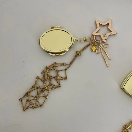 New Golden Stainless Steel Lipstick Pouch Keychain Decoration Fashion Portable Lippy Storage Bag Hanging Keyring Hanging Gift