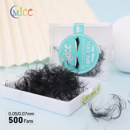 500 Fans 7mm-16mm Sharp Slim Narrow Stem Premade Volume Fans Thin Pointy Base Eyelashes Extensions Loose Fans Makeup Cilia