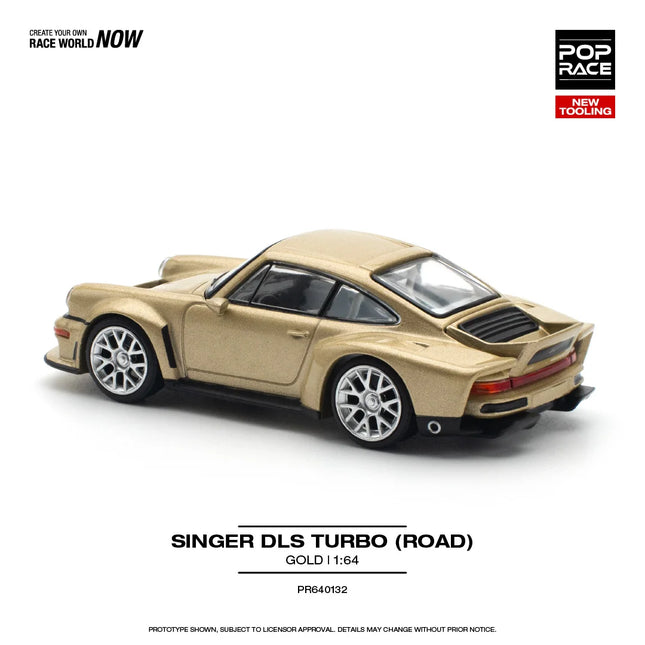 In Stock POP RACE 1:64 PR640132 Porsche Singer DLs Turbo Gold, Skyline GT-R (R34) V-Spec Il Alloy Die Cast Car Model