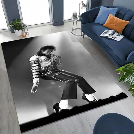 Fashion MJ Michael Jackson King of Pop Art Rug for Bedroom Living Room Sofa Home Doormat Decor, Large Kids Non-slip Floor Mat
