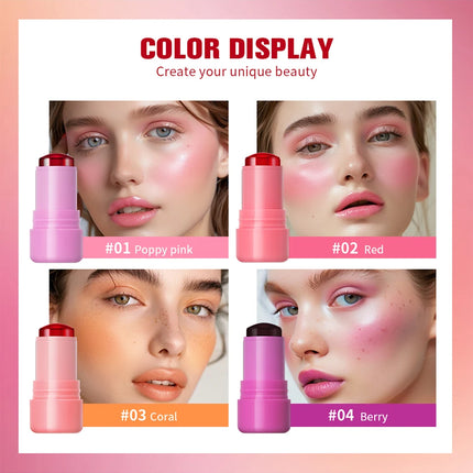 Original Cooling Water Jelly Blush Stick Blush Tinted Cosmetics Tint Stick Watercolor Multi-Use Matte Blush Makeup For Women
