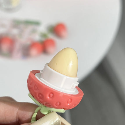 1pc Strawberry Keychain Warming Lip Balm Long Lasting Natural Pink Lipstick Tint Color Changing Lipstick Fruity Lips Care Makeup