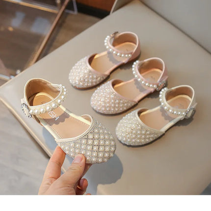 Girls LeatherShoesChildren's Crystal Shoes 2025Spring Summer New Little Girls Princess Shoes Fashion Shiny RhinestoneDance Shoes