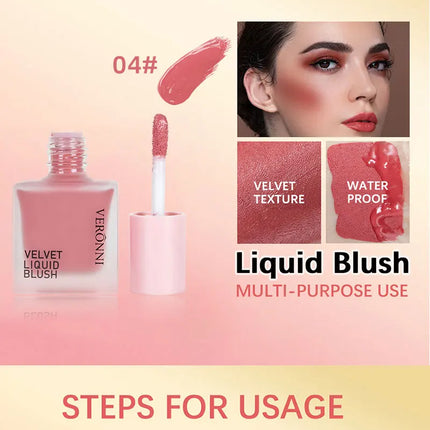 4 Color Liquid Blush 5ml Long-Lasting & Blendable Vegan Cheek TintNatural Flush to Bold Glow | Dewy & Matte Finish Face Makeup