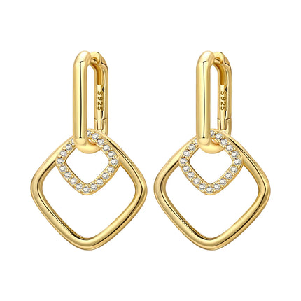 Original 2026 S925 Sterling Silver Zircon 18K Gold Lining Vintage Hoop Earrings for Women Birthday Party Wedding Gift Jewellery
