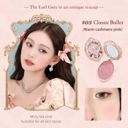 Flower Knows Bunny Garden Collection Embossed Blush Palette Long Lasting Waterproof Face Blusher Powder Matte Finish