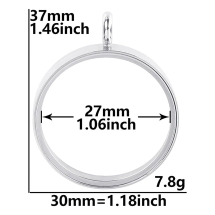 1Pc Stainless Steel Openable Glass Coin Bezel Cremation Urn Locket Pendant Round Reliquary Picture Medaillon кулон Jewelry
